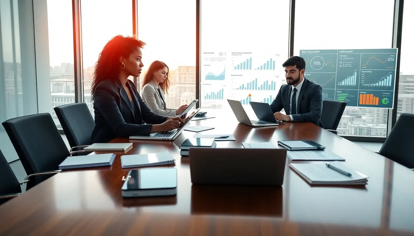 professionals analyzing the significance of the number 9512218311 in a modern office.